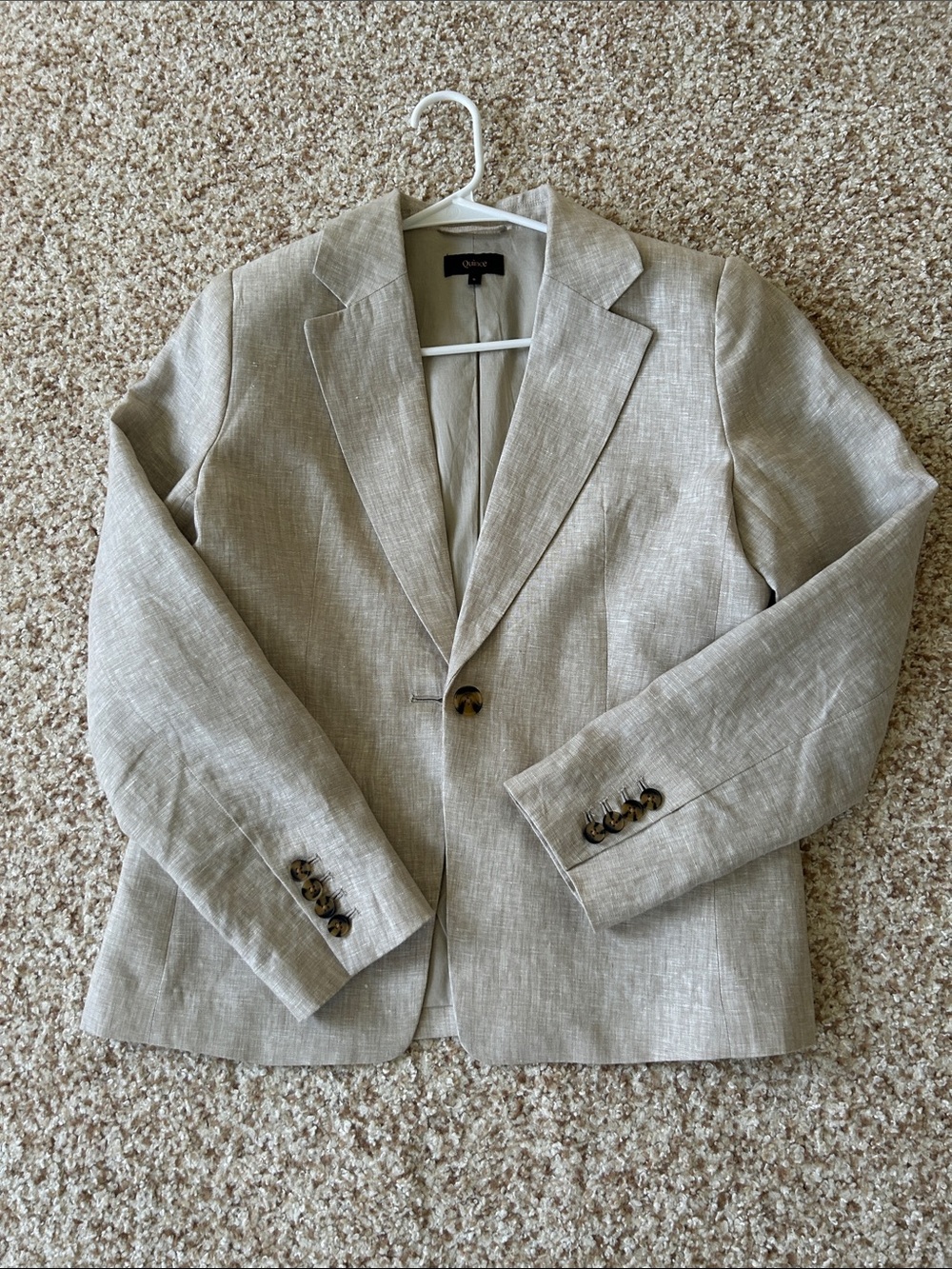 Quince Beige Linen-Blend Women 's Blazer